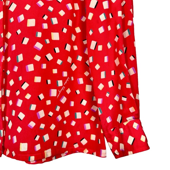 FERRAGAMO Vintage Silk Logo Printed Long Sleeve Button Down Top - Picture 5 of 13